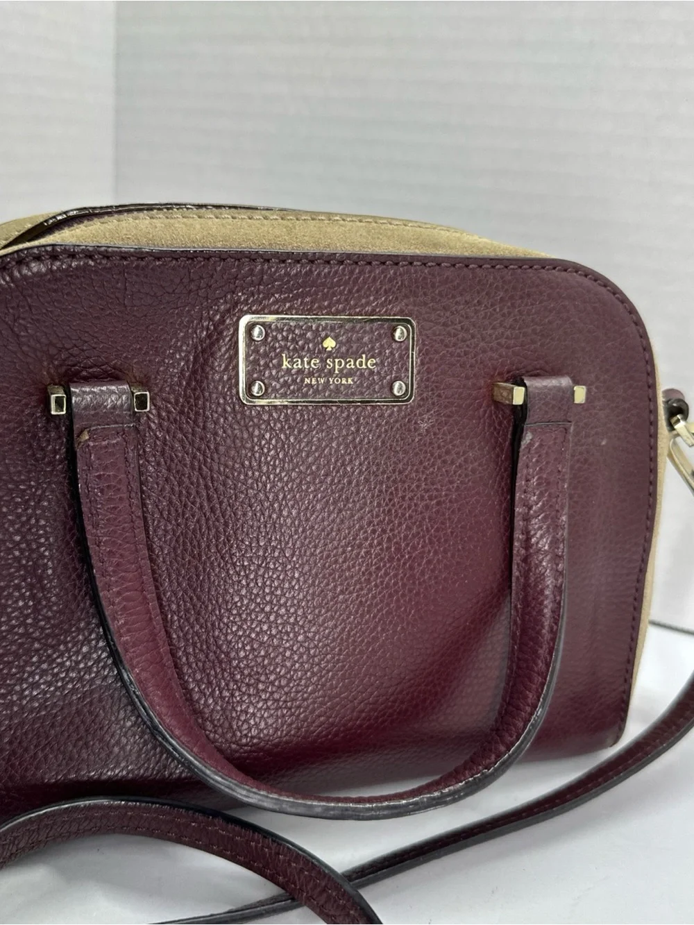 kate spade Two-Tone Burgundy and Tan Top-Handle Satchel
